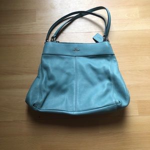 seafoam green large coach handbag